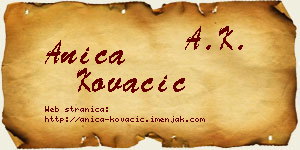 Anica Kovačić vizit kartica